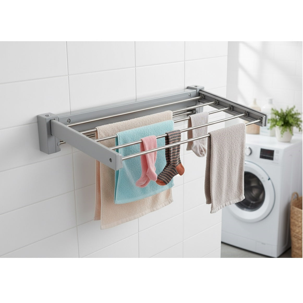 Ashely Housewares Stainless Steel Foldable Wall Mounted Airer Silver 4.2Mtr RA235