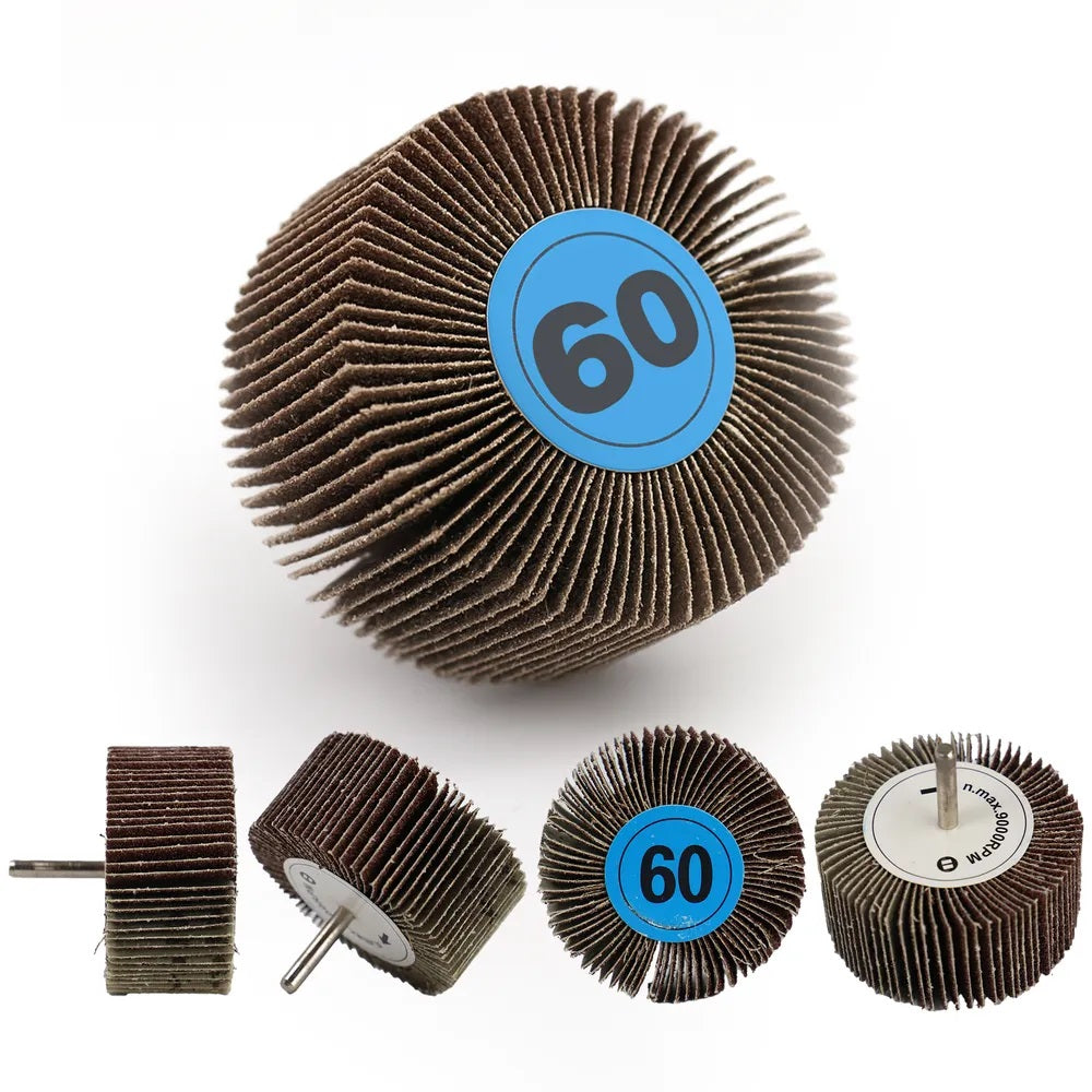Dekton Flap Wheel Silver 80mm x 40mm DT60904 | 60 Grit | Extra Coarse | Aluminium Oxide | With 6mm Shank | For Precision Deburring-Rust-Paint and Varnish Removal | For Wood-Metal and Non-Metallic Surface Preparation | 9000 RPM Maximum Speed