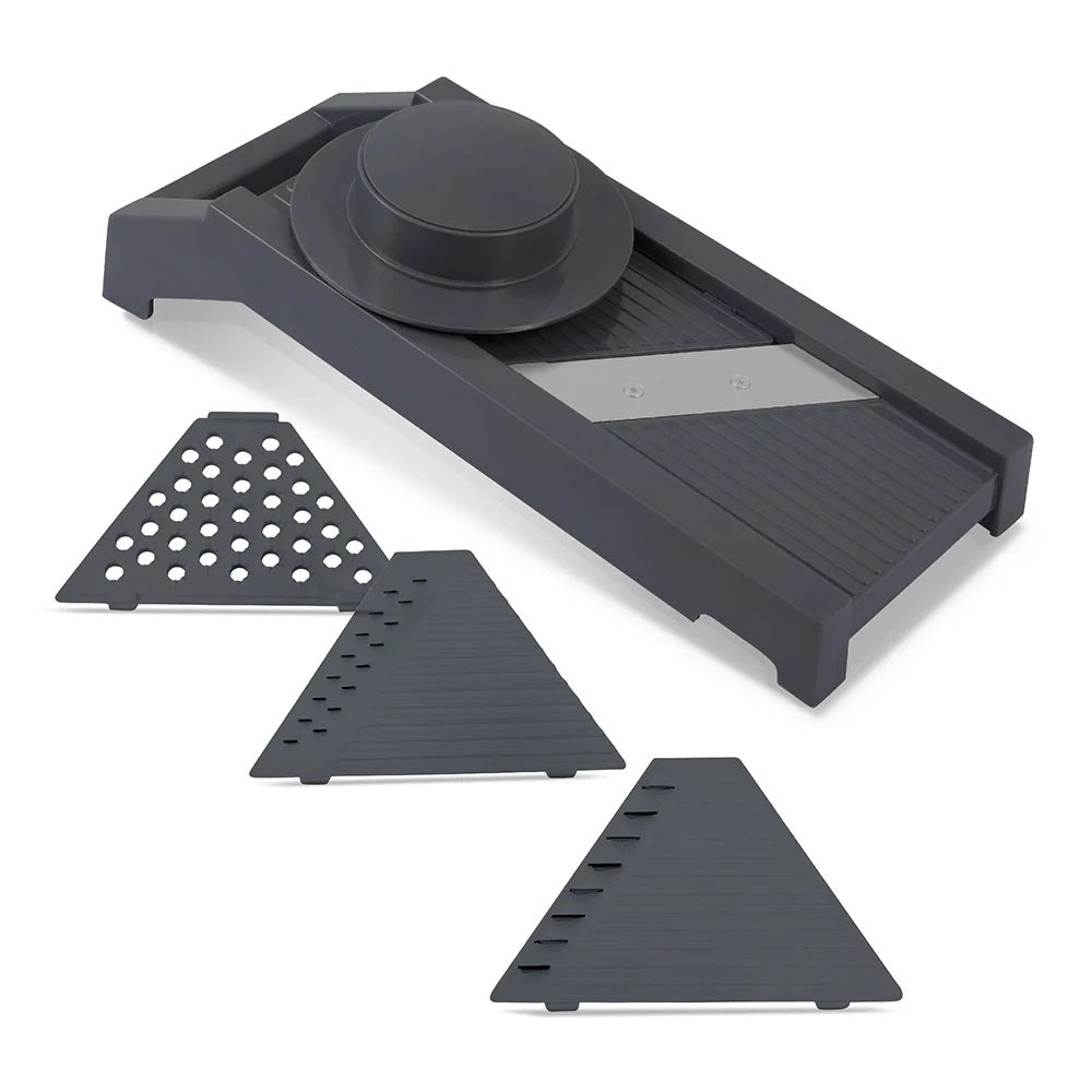 Culinare Mandoline Slicer with 4 Interchangeable Blades Grey C240701 | Ideal for Slicing-Julienne and Grating | Includes Safety Hand Guard | For Salads and Stir-Fries | Makes Food Prep Quick and Easy | Made from Durable Plastic and Stainless Steel