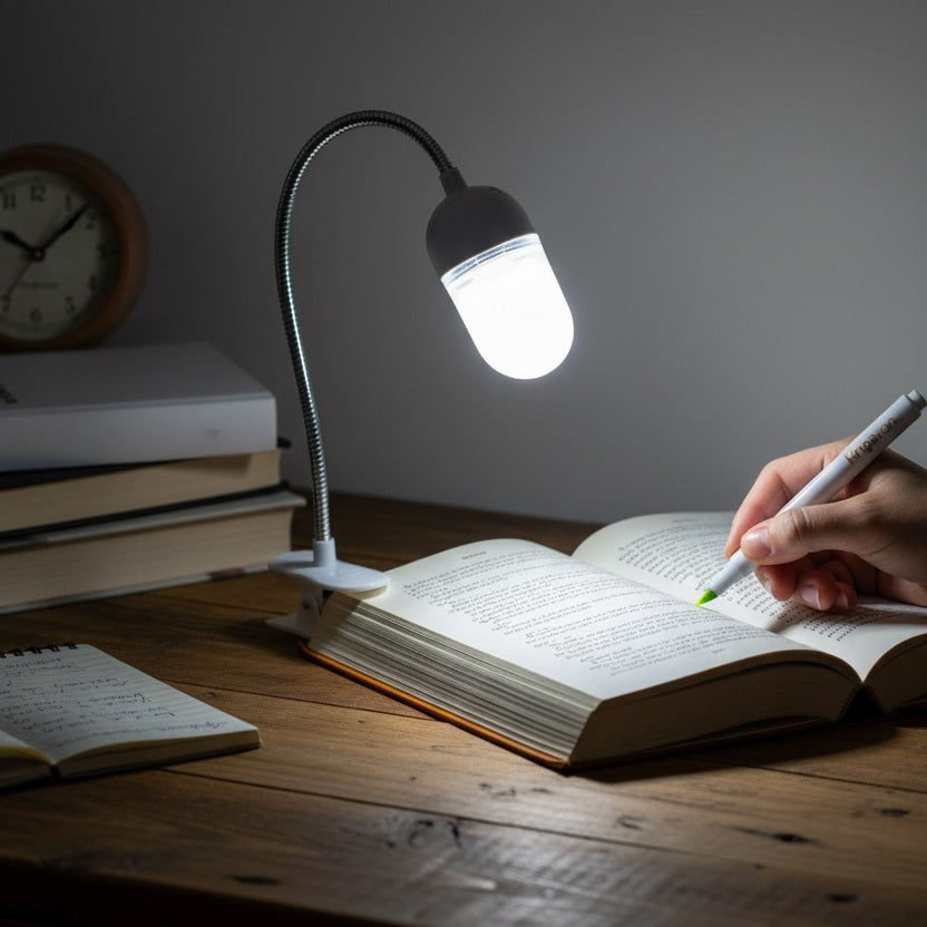 Kingavon LED Clamp Lamp and Book Light White RT389