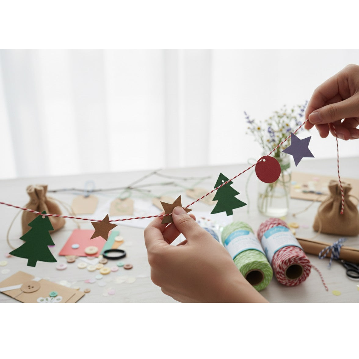 Ashley Housewares Coloured Cotton Twine Assorted Colours L45Mtr x 2mm  Pack of 1 TT106 | Two Ply Cotton Twine | Versatile Multipurpose String | Ideal for Gift Tags - Scrapbooks and Crafting