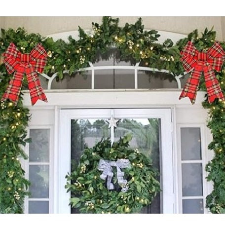 Clairefontaine Eurowrap North Pole Tartan Gift Bow Large Multicoloured X-33177-BC | Classic Plaid Christmas Decoration | Perfect for Gift Wrapping-Wreaths and Holiday Decor | Reusable Fabric Ribbon Bow