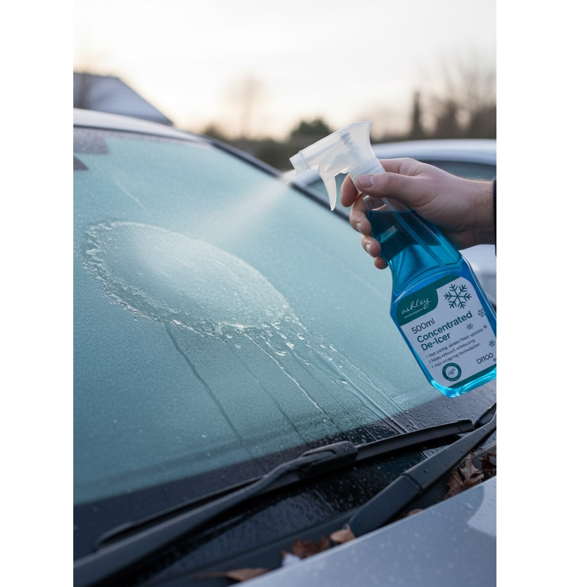 Ashely Housewares Concentrated De-Icer Blue 500ml DI100 | Fast Acting - Clears Frost Quickly | Helps Prevent Refreezing | Non Smearing Formulation | Effective Down to -15 Degree Celsius