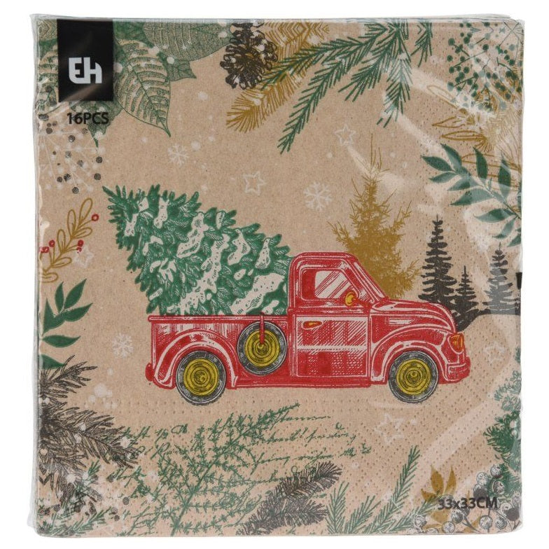 Excellent Houseware Christmas Print Napkins Assorted 33cm x 33cm 16-Piece 602500500