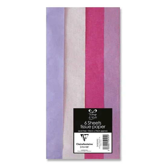 Eurowrap Wrap and Roll 6 Sheets Tissue Paper Assorted Colours 50cm x 70cm 24303-FC