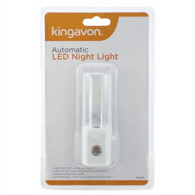 Kingavon Automatic LED Night Light White NL101 | Energy Saving Plug-In Lamp | Dusk to Dawn Sensor | Ideal for Hallways-Bedrooms and Stairs | Warm White Glow for Safety and Comfort