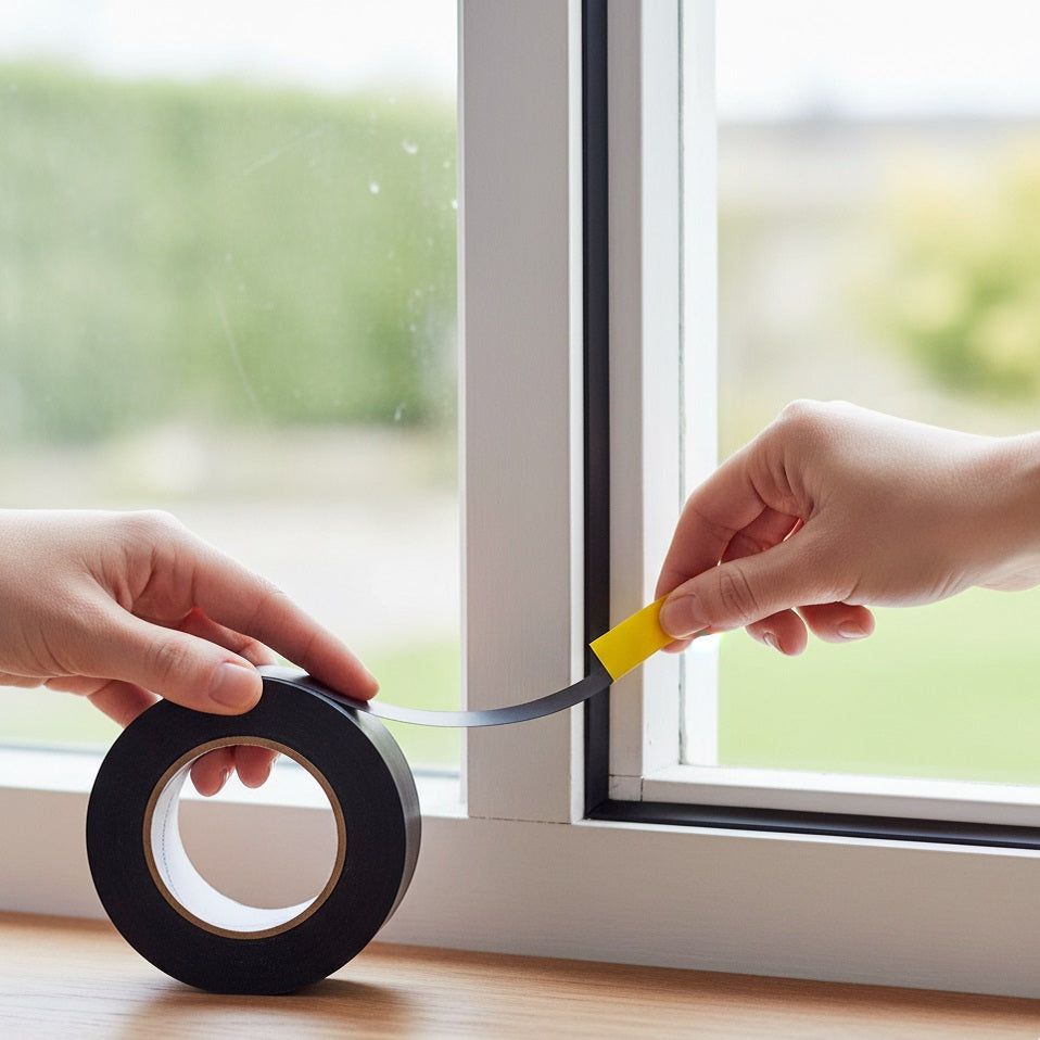 Blackspur Rubber Seal Draught Excluder Tape-E Type Black L5Mtr x W9mm x T4mm FD102 | Waterproof | Self-Adhesive | Fits One Standard Door or Average Window | Protect your Home from Unwanted Heat Loss | Seals Draught Gaps | For All Window and Doors