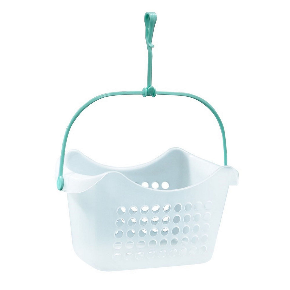 JVL Peg Storage Basket with Hanger  Aqua 23cm x 15.5cm x 13cm 19-216 | Durable Plastic | Weather Resistant | Basket Hangs from Washing Lines