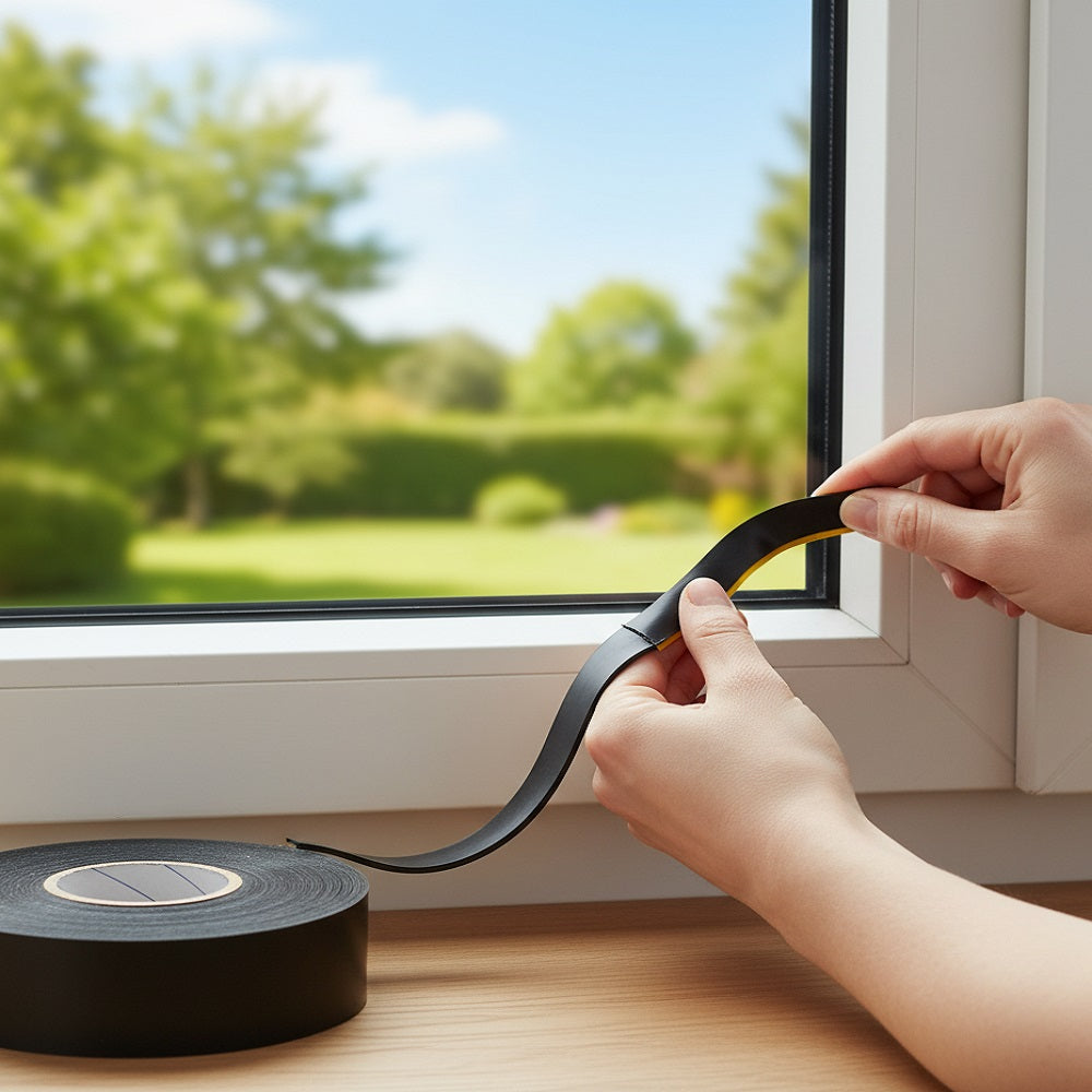 Blackspur Rubber Seal Draught Excluder Tape-P Type Black L5Mtr x W9mm x T5.5mm FD103 | Waterproof | Self-Adhesive | Fits One Standard Door or Average Window | Protect your Home from Unwanted Heat Loss | Seals Draught Gaps | For All Window and Doors | Suitable for Gaps between 3-5mm