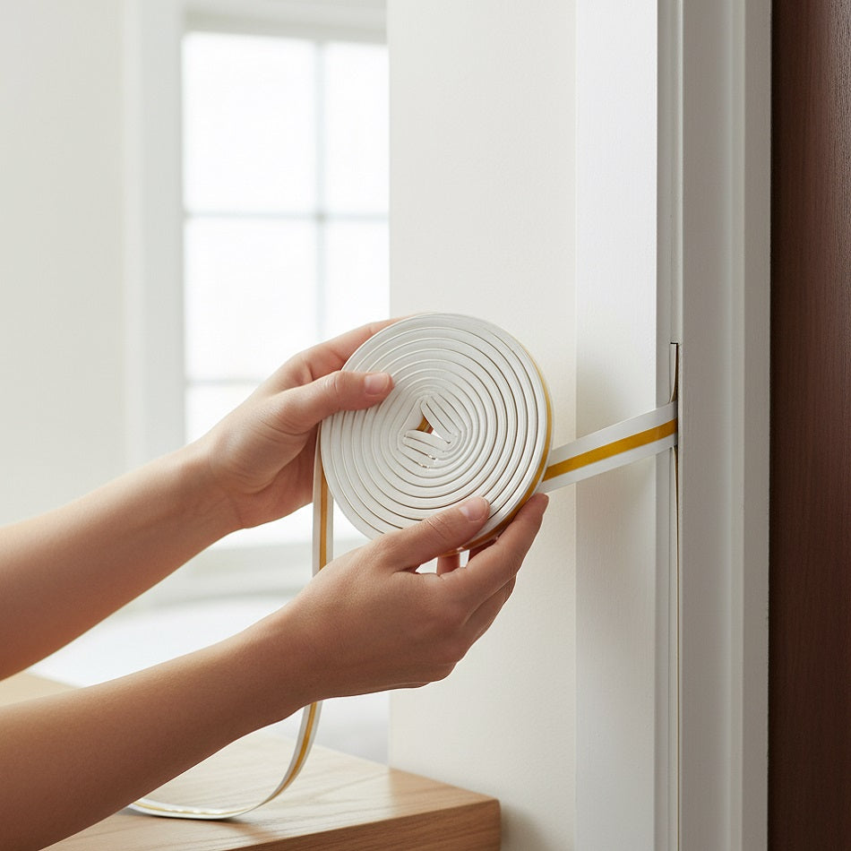Blackspur Rubber Seal Draught Excluder Tape-P Type White L5Mtr x W9mm x T5.5mm FD109 | Waterproof | Self-Adhesive | Fits One Standard Door or Average Window | Protect your Home from Unwanted Heat Loss | Seals Draught Gaps | For All Window and Doors | Suitable for Gaps between 3-5mm