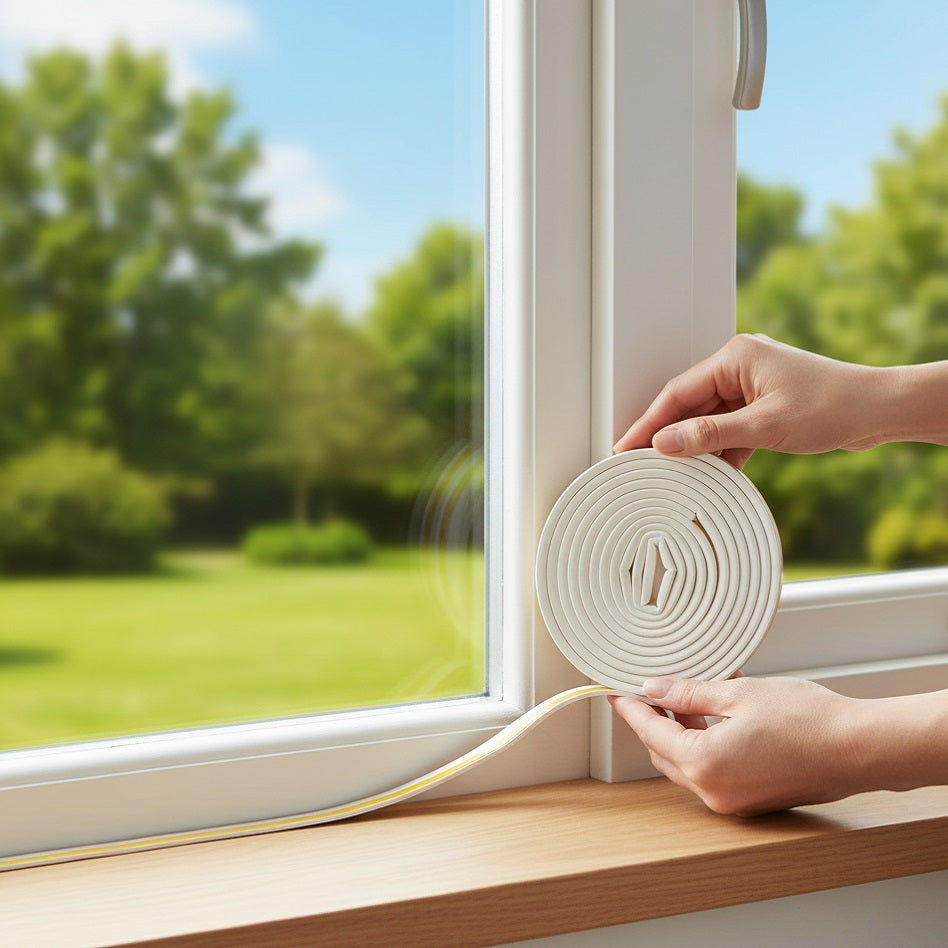 Blackspur Rubber Seal Draught Excluder Tape-P Type White L5Mtr x W9mm x T5.5mm FD109 | Waterproof | Self-Adhesive | Fits One Standard Door or Average Window | Protect your Home from Unwanted Heat Loss | Seals Draught Gaps | For All Window and Doors