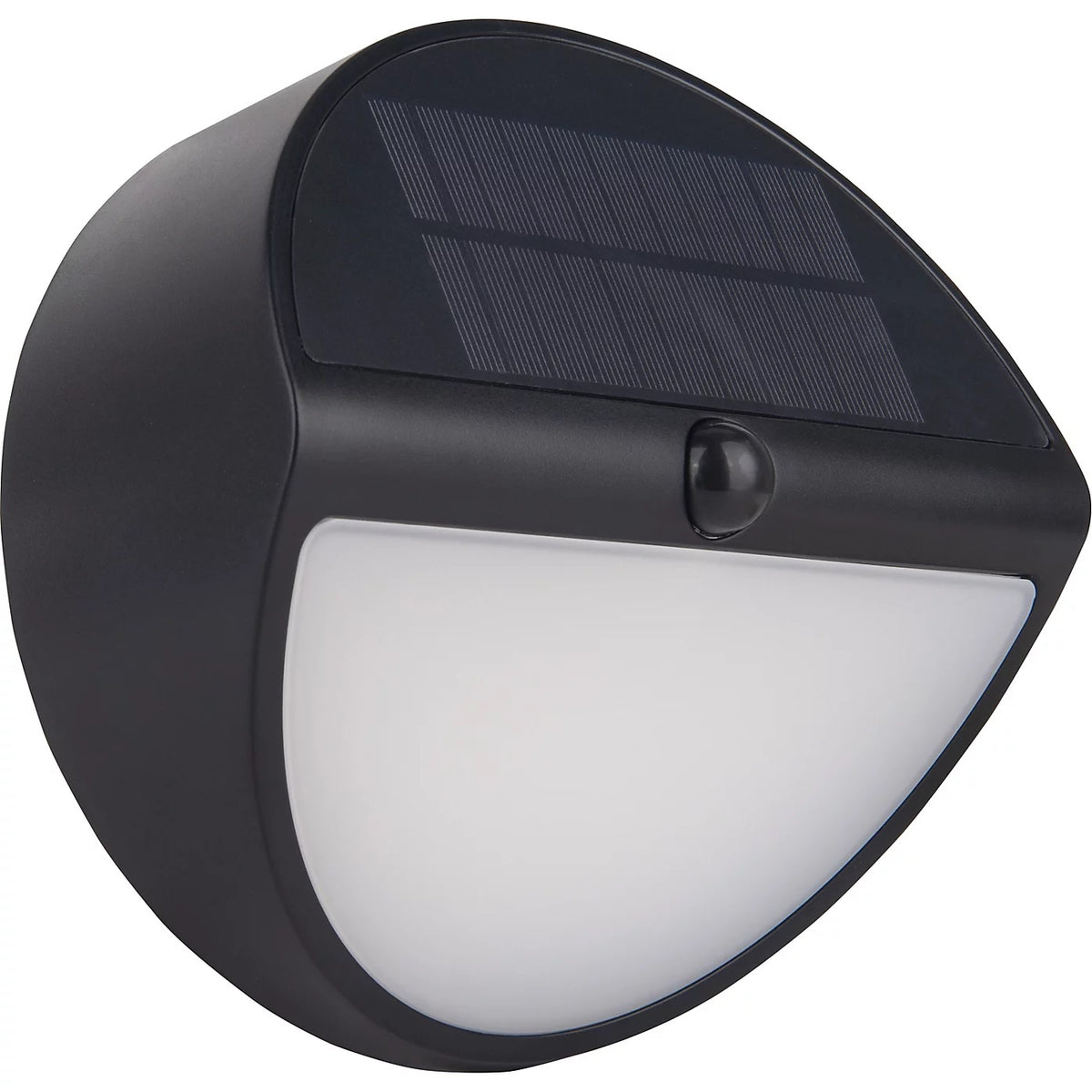 Luceco Carina Round Solar Decorative Wall Light with PIR Motion Sensor Black LEXSBH50B40 | 5W LED Bulkhead | 4000K Neutral White| IP54 Waterproof | 3 Lighting Modes Including DusK Till Dawn| 500 Luminaire Lumens | No Wiring Needed | Ideal for Outdoor