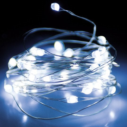 Wire String LED Lights Silver 1.5Mtr AMZ800020 | 132 LED White Fairy Lights | Battery Operated with 6Hr Timer | Indoor-Outdoor Decorative Lighting | For Bedroom-Party-Wedding and Christmas