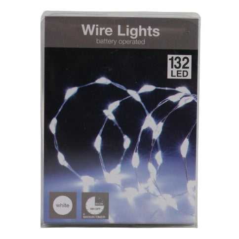 Wire String LED Lights Silver 1.5Mtr AMZ800020 | 132 LED White Fairy Lights | Battery Operated with 6Hr Timer | Indoor-Outdoor Decorative Lighting | For Bedroom-Party-Wedding and Christmas
