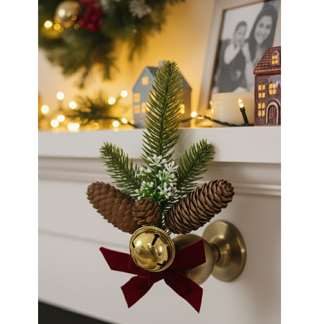 Davies Products Velvet and Cone Tree Decor with Bell Multicolour 18cm 60964