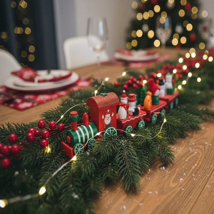 Premier Wood Train-Santa Snowman Assorted 24cm Pack of 3 AC03161