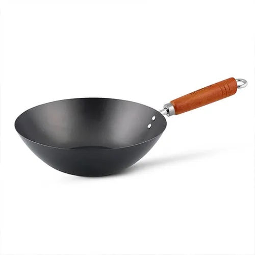 Ken Hom Carbon Steel Classic Wok Black 27cm KH327001 | Non-Stick | PFAs and PFOA Free | Suitable for Gas - Ceramic and Electric Hobs