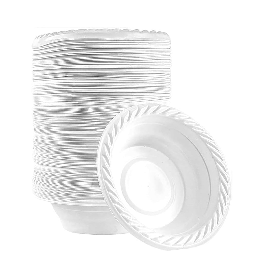 Best House Reusable Plastic Bowls White 12oz Pack of 50 BB0640 | Durable and Lightweight | Ideal for Parties-Picnics and Everyday Use | Recyclable and Easy to Clean | Serving Bowls