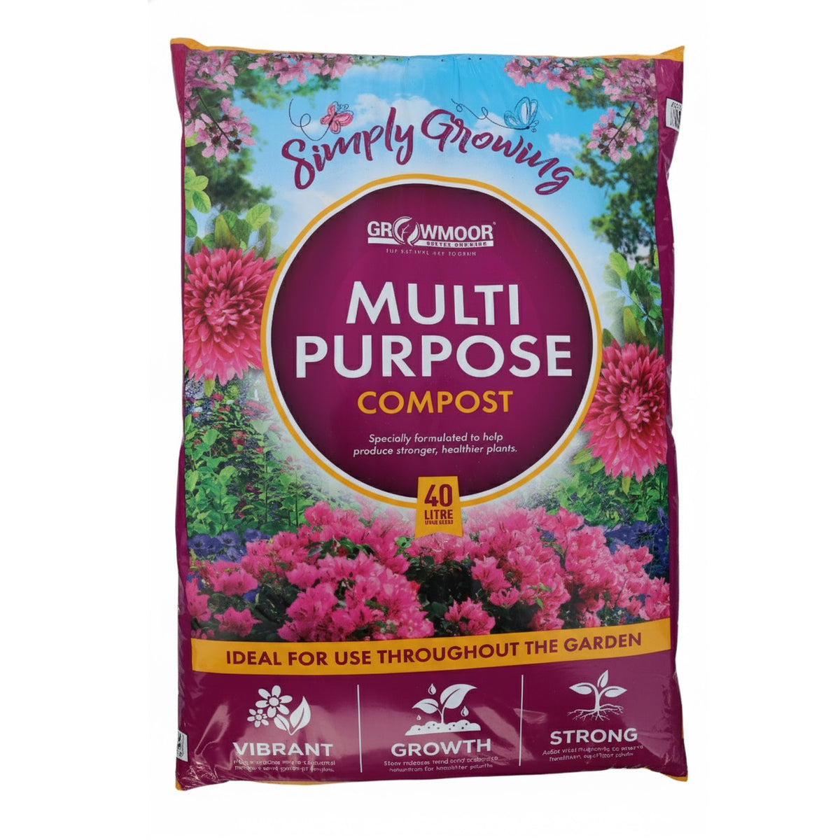 Growmoor Multi Purpose Compost 40Ltr BGMPC40LTR | Ideal for Use Throughout the Garden | Helps Create more Colourful Flowers and Greener Leaves | Slow Release Feed and Moisture Retention for Healthier Plants | Adds Vital Nutrients to Create Healthier Stronger Roots