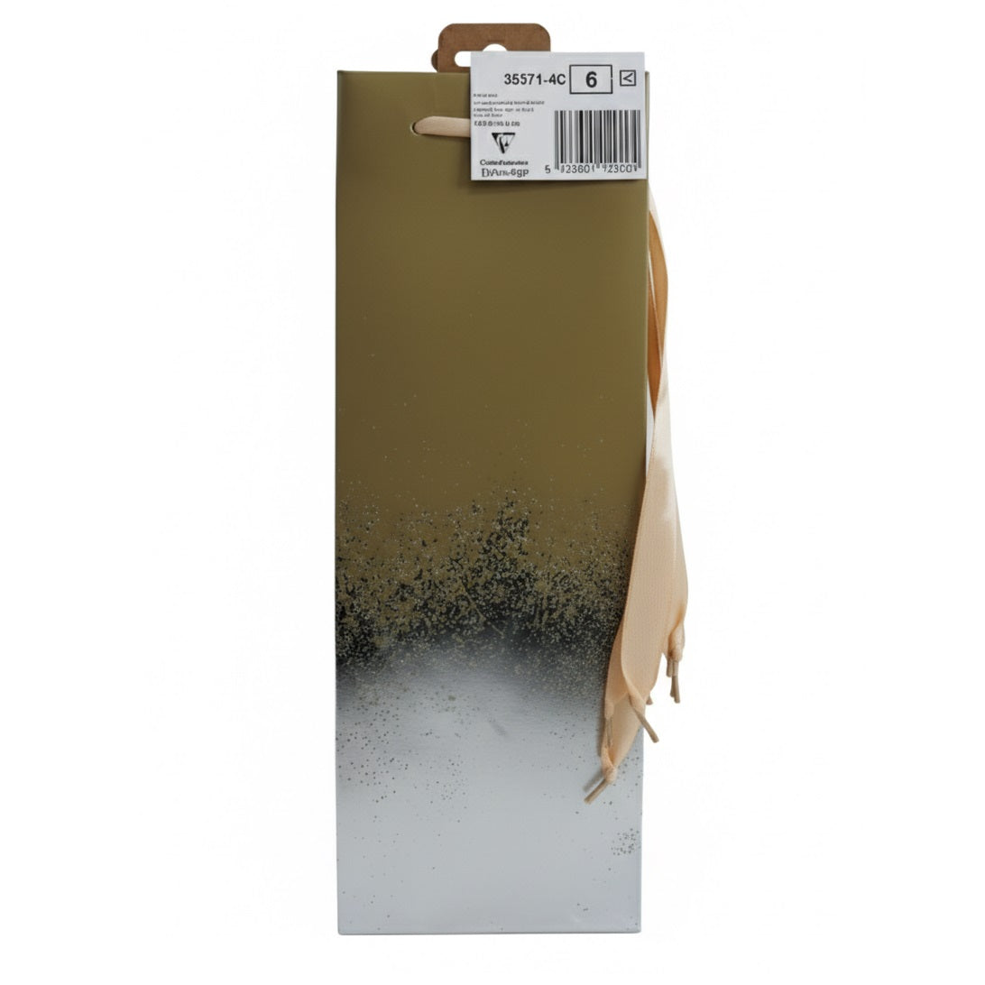 Eurowrap Distressed Bottle Gift Bag Gold and Silver 12.7cm x 9cm x 35.5cm Pack of 6 35371-4C