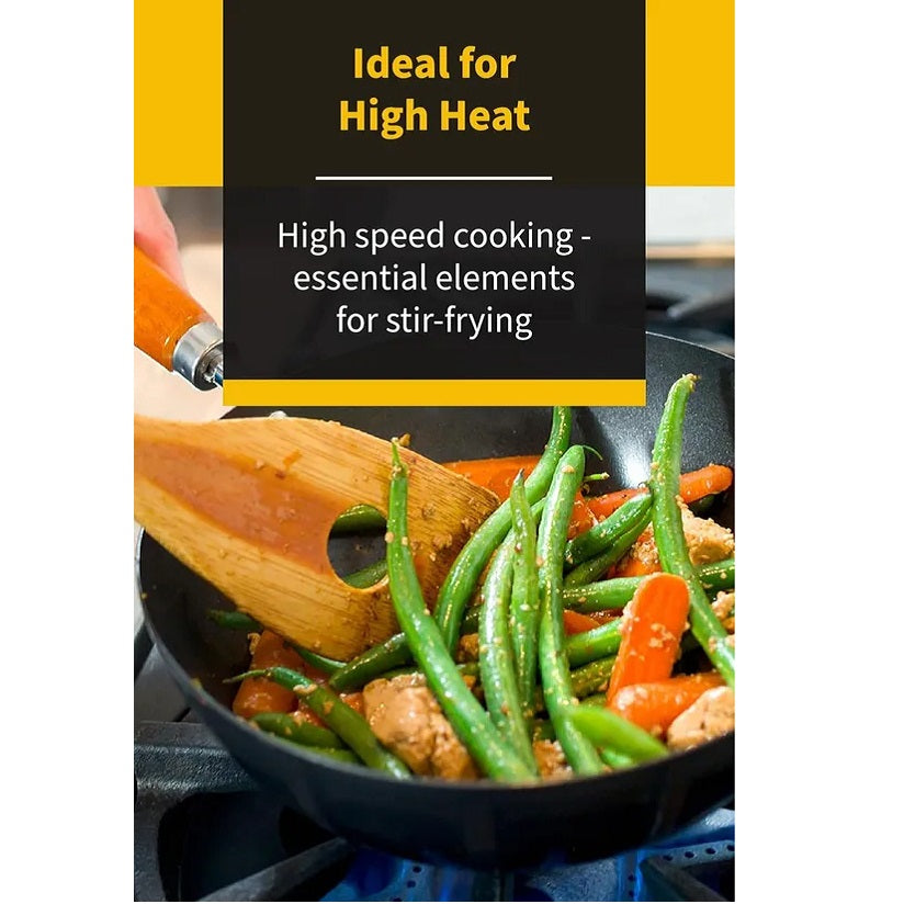 Ken Hom Classic Carbon Steel Wok Black 31cm KH331001 | Non-Stick | Suitable for Gas - Ceramic and Electric Hobs
