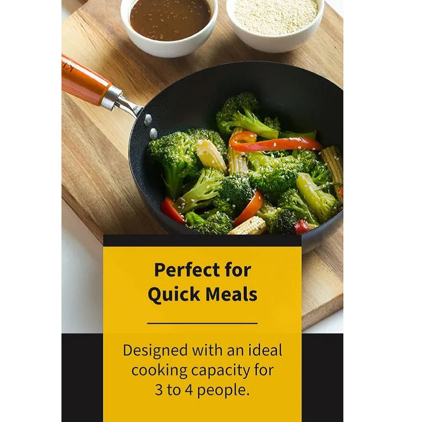 Ken Hom Classic Carbon Steel Wok Black 31cm KH331001 | Non-Stick | Suitable for Gas - Ceramic and Electric Hobs