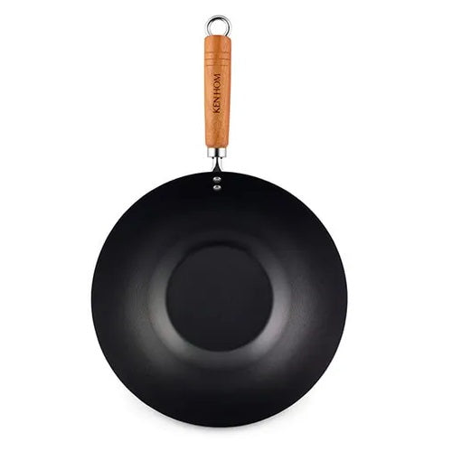 Ken Hom Classic Carbon Steel Wok Black 31cm KH331001 | Non-Stick | Suitable for Gas - Ceramic and Electric Hobs