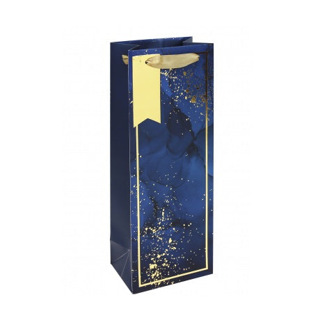 Eurowrap Marble Bottle Gift Bag Blue 127mm x 355mm x 90mm Pack of 6 34969-4C