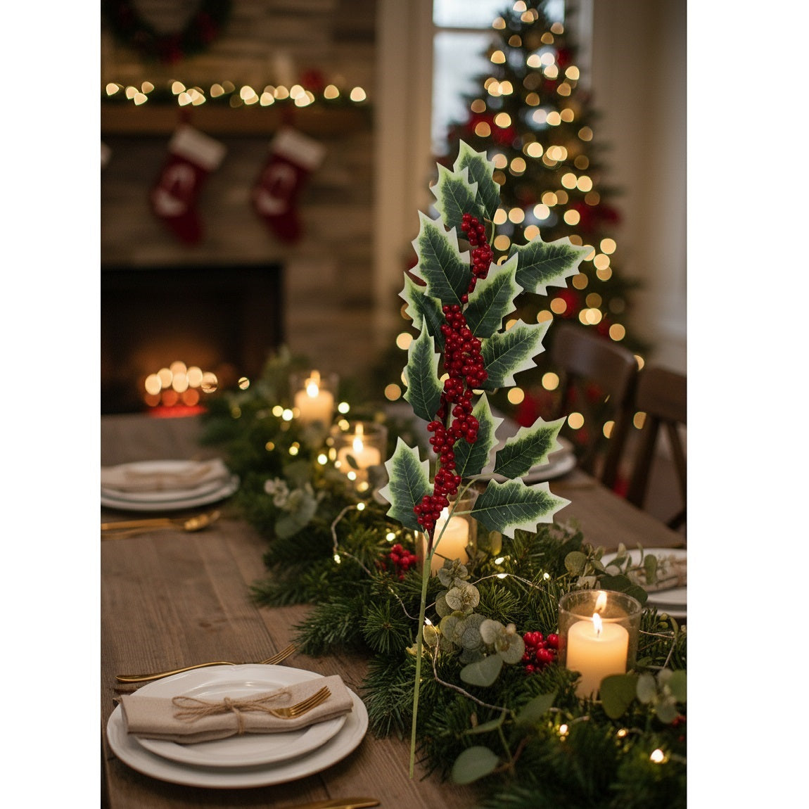 Davies Products Holly Multiberry Stem Green and Red 64cm 60562