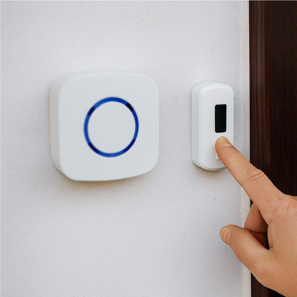 Eagle Battery Operated Wireless Doorbell White P161 | Receiver 80mm x 76.3mm | Transmitter 80mm x 41mm | Upto 100Mtr Range | Loud and Audible | Simple and Easy to Install | Choose from 36 Music Ringtones