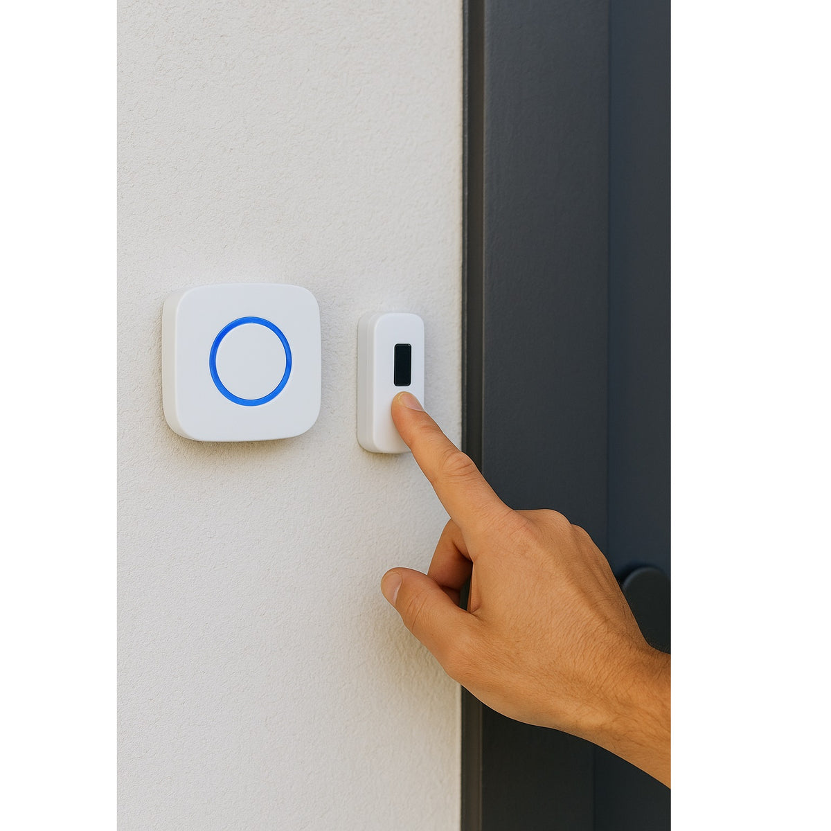 Eagle Battery Operated Wireless Doorbell White P161 | Receiver 80mm x 76.3mm | Transmitter 80mm x 41mm | Upto 100Mtr Range | Loud and Audible | Simple and Easy to Install | Choose from 36 Music Ringtones