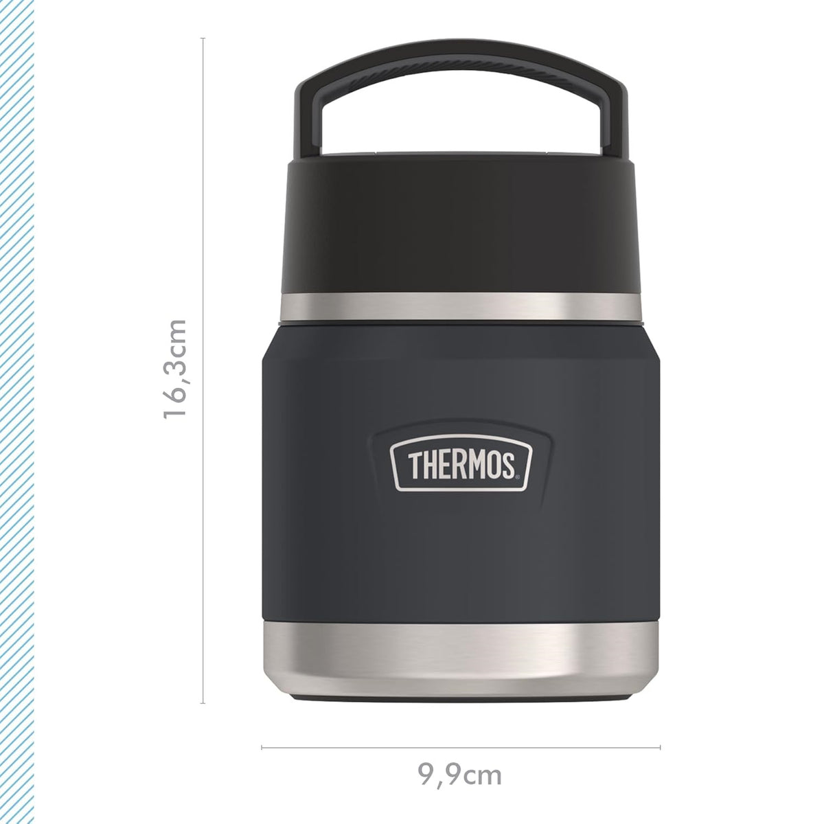 Thermos Icon Series Food Flask with Carry Handle Black 355ml 247216 | Includes Stainless Steel Spoon | Vacuum Insulated Stainless Steel | 8-Hrs Hot and 18-Hrs Cold | Leakproof | Durable and Portable | Non-slip Base | Pressure Relief Stopper