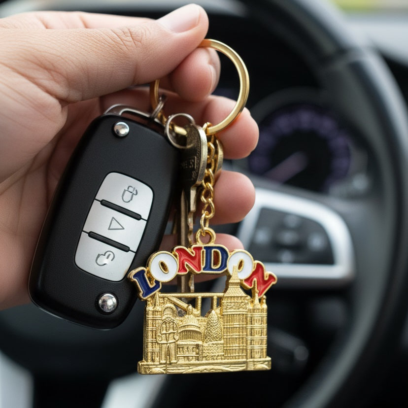 Diamond Gifts London Metal Keyring Gold MKR31K
