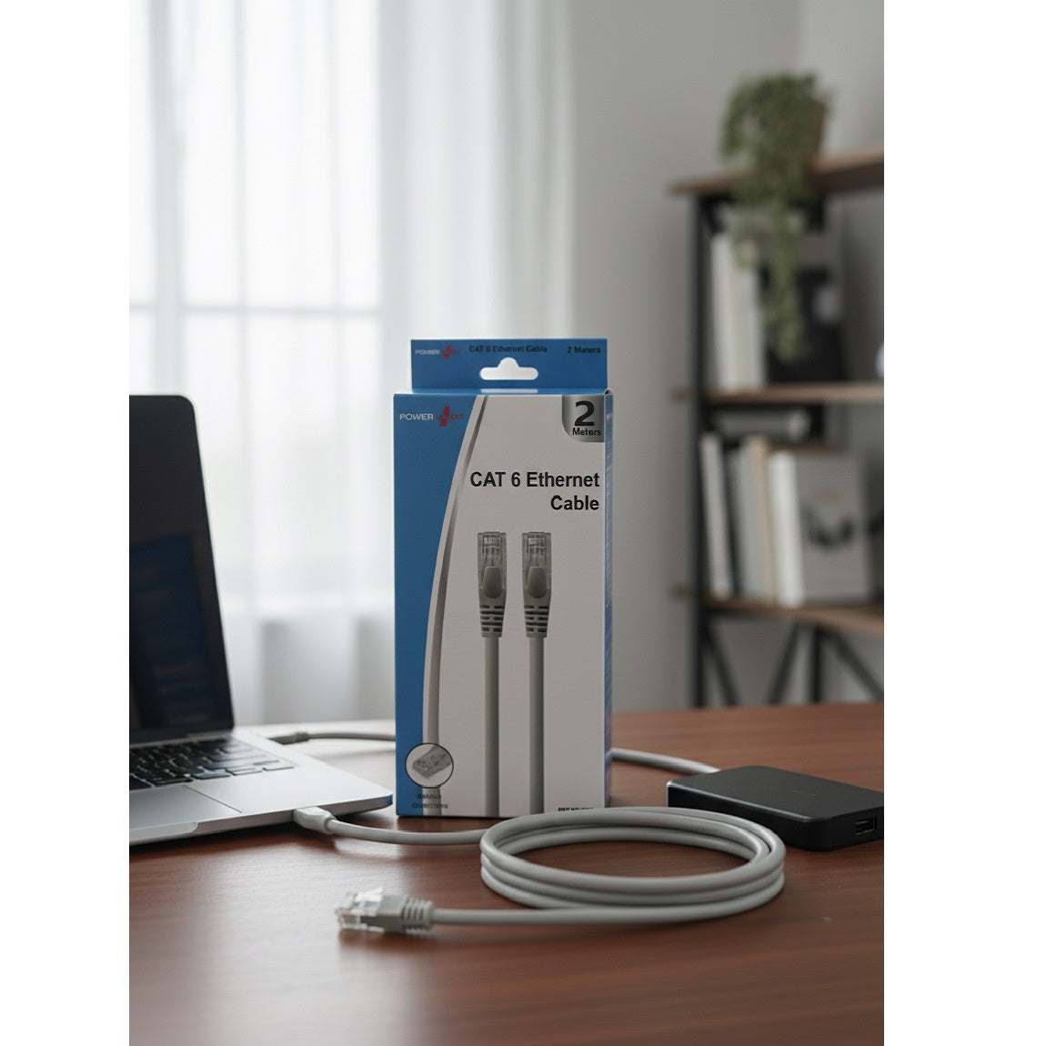Powerplus Cat 6 Ethernet Cable Grey 2Mtr 2093 | | Durable Connectors | RJ-45 Modular Plugs to RJ-45 Modular Plugs | 8-Conductor--Four Twisted Pair | Ethernet Cable for Wired Home and Office Network | Connects Computers to Network Component in a Wired LAN