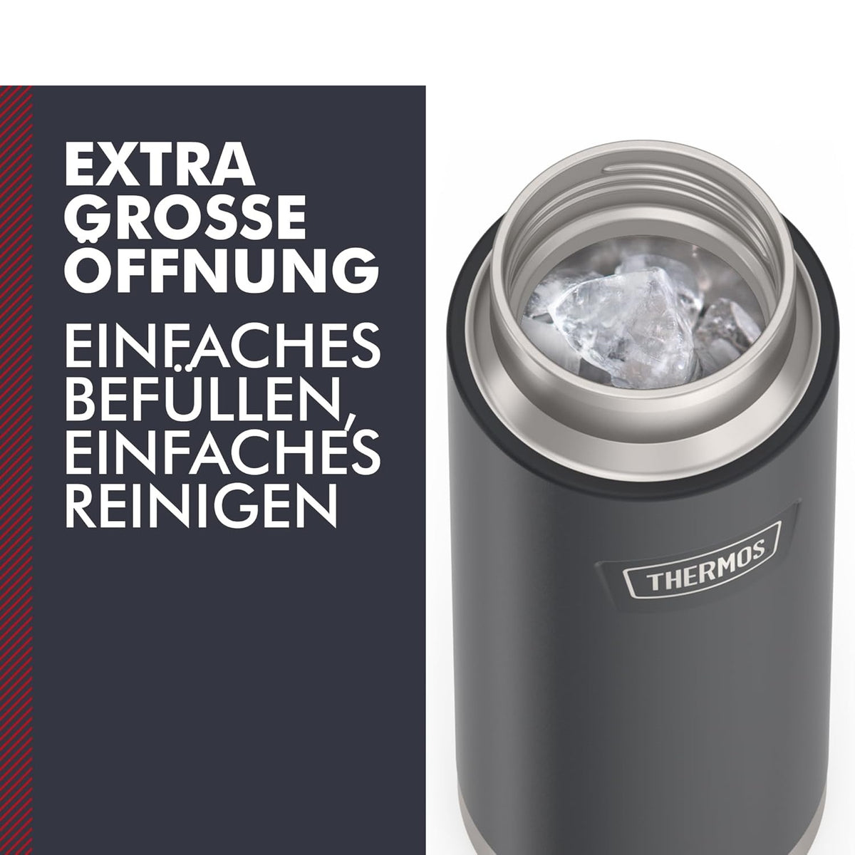 Thermos Icon Series Flip Lid Bottle Granite Black 710ml 230851 | Vacuum Insulated Stainless Steel Flask | Keeps Drinks Cold for 24Hrs | Durable Leak-Proof Travel Water Bottle | Dishwasher Safe | Flip-up Straw | Non-slip Base | Easy Carry Handle