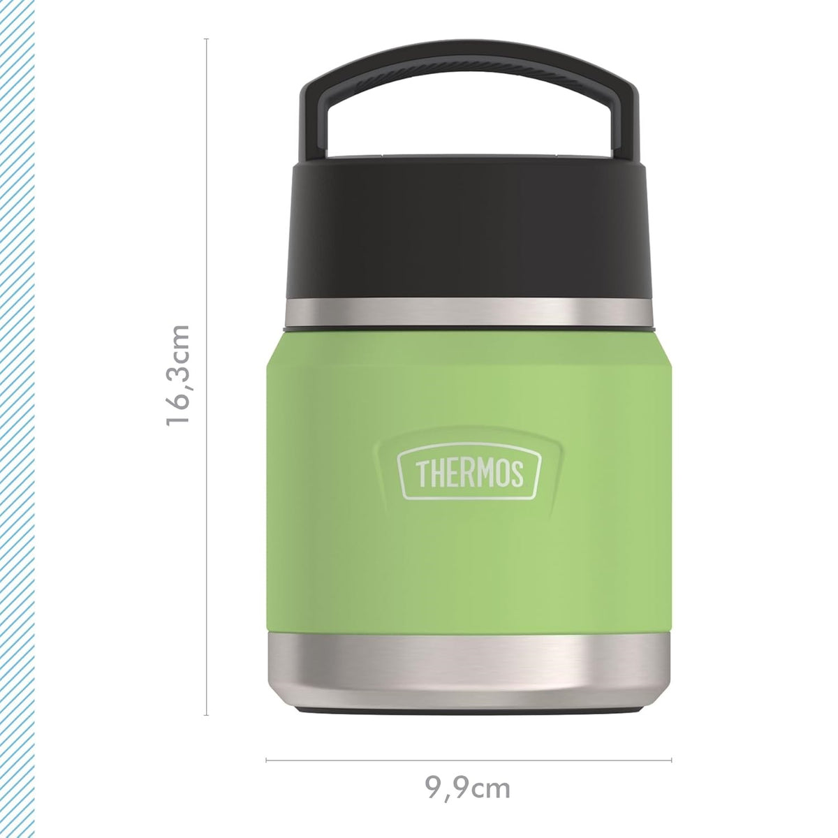 Thermos Icon Series Food Flask with Carry Handle Lime Green 355ml 223553 | Includes Stainless Steel Spoon | Vacuum Insulated Stainless Steel | 8-Hrs Hot and 18-Hrs Cold | Leakproof | Durable and Portable | Non-slip Base | Pressure Relief Stopper