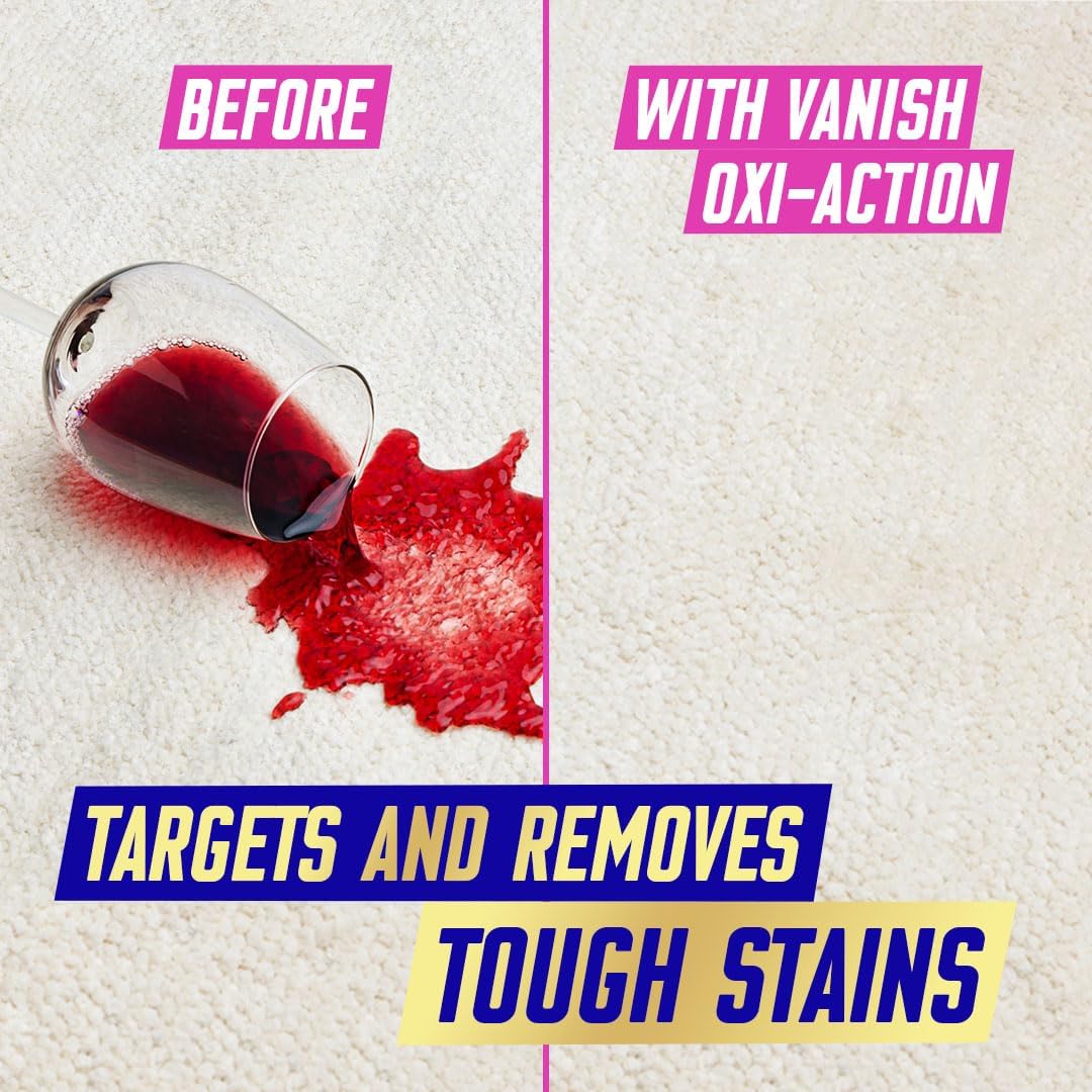 Vanish Oxi Action Carpet Stain Remover Multicoloured 195ml 28440 | Deep Cleaning Formula with Scrubbing Head | Chlorine Bleach Free | Use on Different Carpet Colours and Fabrics