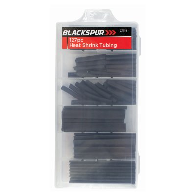 Blackspur Heat Shrink Tubing Black Pack of 127 CT114 | 7 Sizes Included | From Tiny 2mm to Heavy-duty 13mm | PE Material | Electrical Wire Insulation and Protection Kit | Flame Retardant and Waterproof