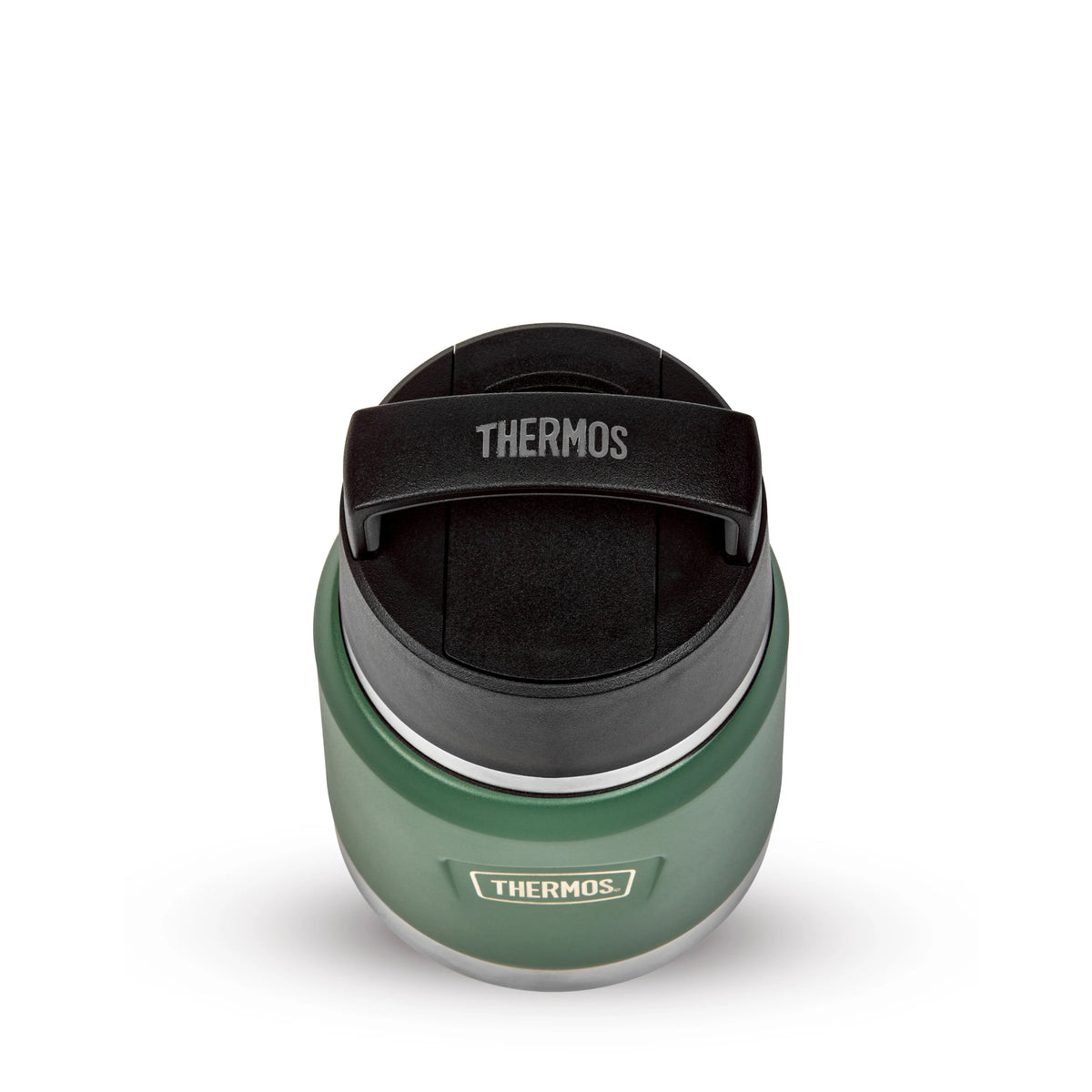 Thermos Icon Series Food Flask with Carry Handle Rock Cap Green 355ml 261212 | Includes Stainless Steel Spoon | Vacuum Insulated Stainless Steel | 8-Hrs Hot and 18-Hrs Cold | Leakproof | Durable and Portable | Non-slip Base | Pressure Relief Stopper