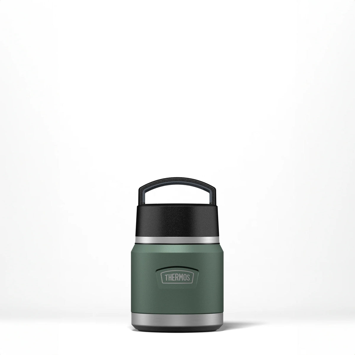 Thermos Icon Series Food Flask with Carry Handle Rock Cap Green 355ml 261212 | Includes Stainless Steel Spoon | Vacuum Insulated Stainless Steel | 8-Hrs Hot and 18-Hrs Cold | Leakproof | Durable and Portable | Non-slip Base | Pressure Relief Stopper