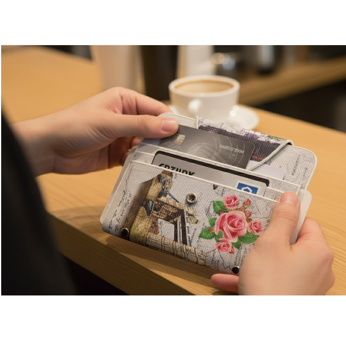 Diamond Gifts Floral London Credit Card Holder with 10 Card Slot Multicolour FPR23A