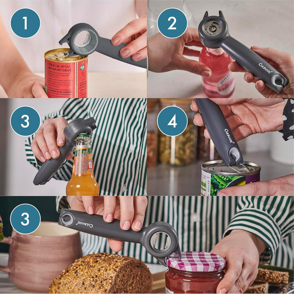 Culinare 5 in 1 Opener Grey C240106 | Easy to Use | Multi-purpose Opener