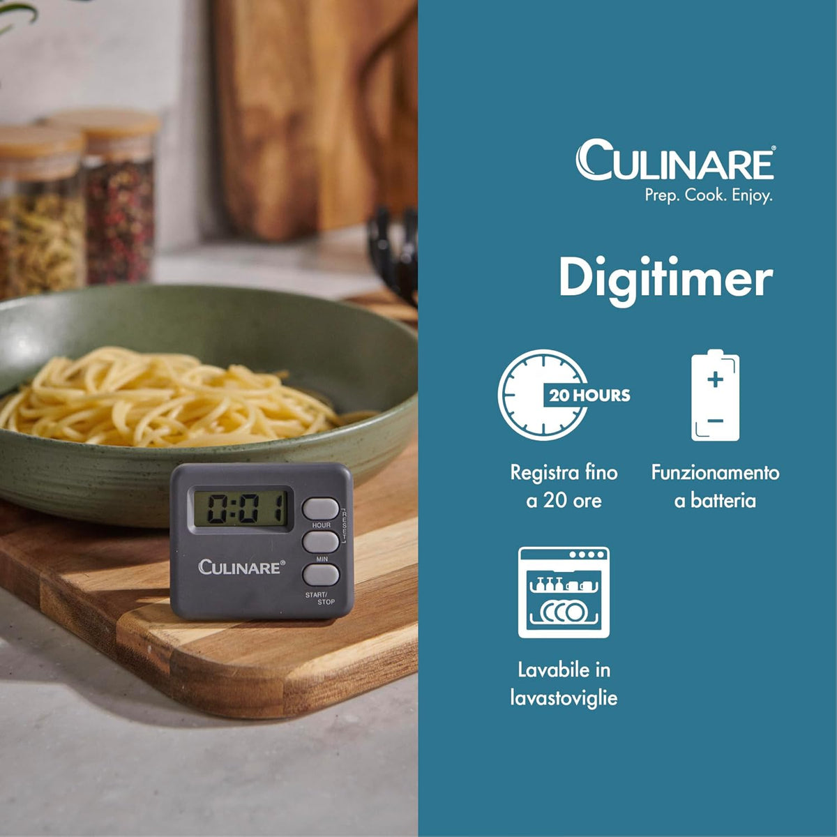 Culinare Digitimer Grey C240401 | Precision Timing for Baking and Cooking