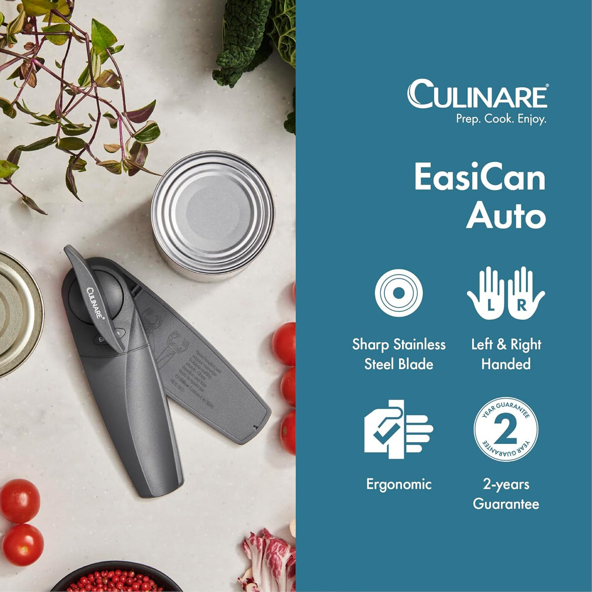 Culinare EasiCan Can Opener Grey C240104 | Hand-free Lid Removal