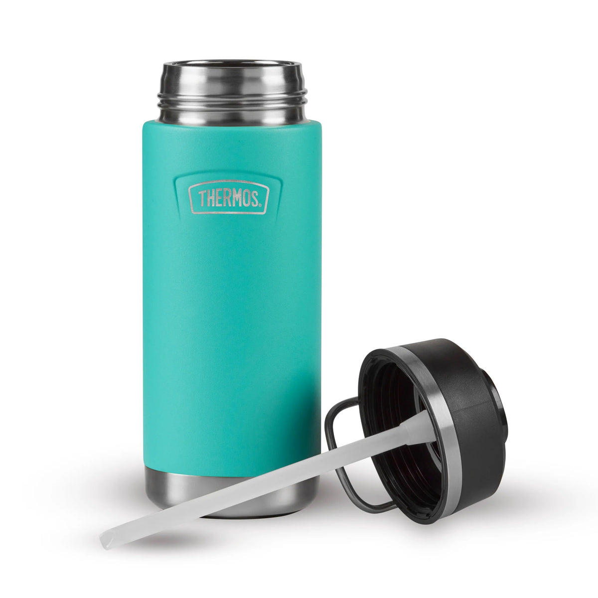 Thermos Icon Series Flip Lid Bottle Bottle Aqua Blue 8cm x 8cm x 21cm 530ml 350g 207281 | Vacuum Insulated Stainless Steel Flask | Keeps Drinks Cold for 16Hrs | Durable Leak-Proof Travel Water Bottle | Dishwasher Safe | Flip-up Straw | Non-slip Base