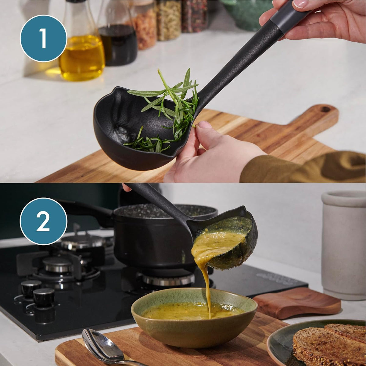Culinare Ladle Grey and Black C240902 | Essential for Non-Stick Cookware