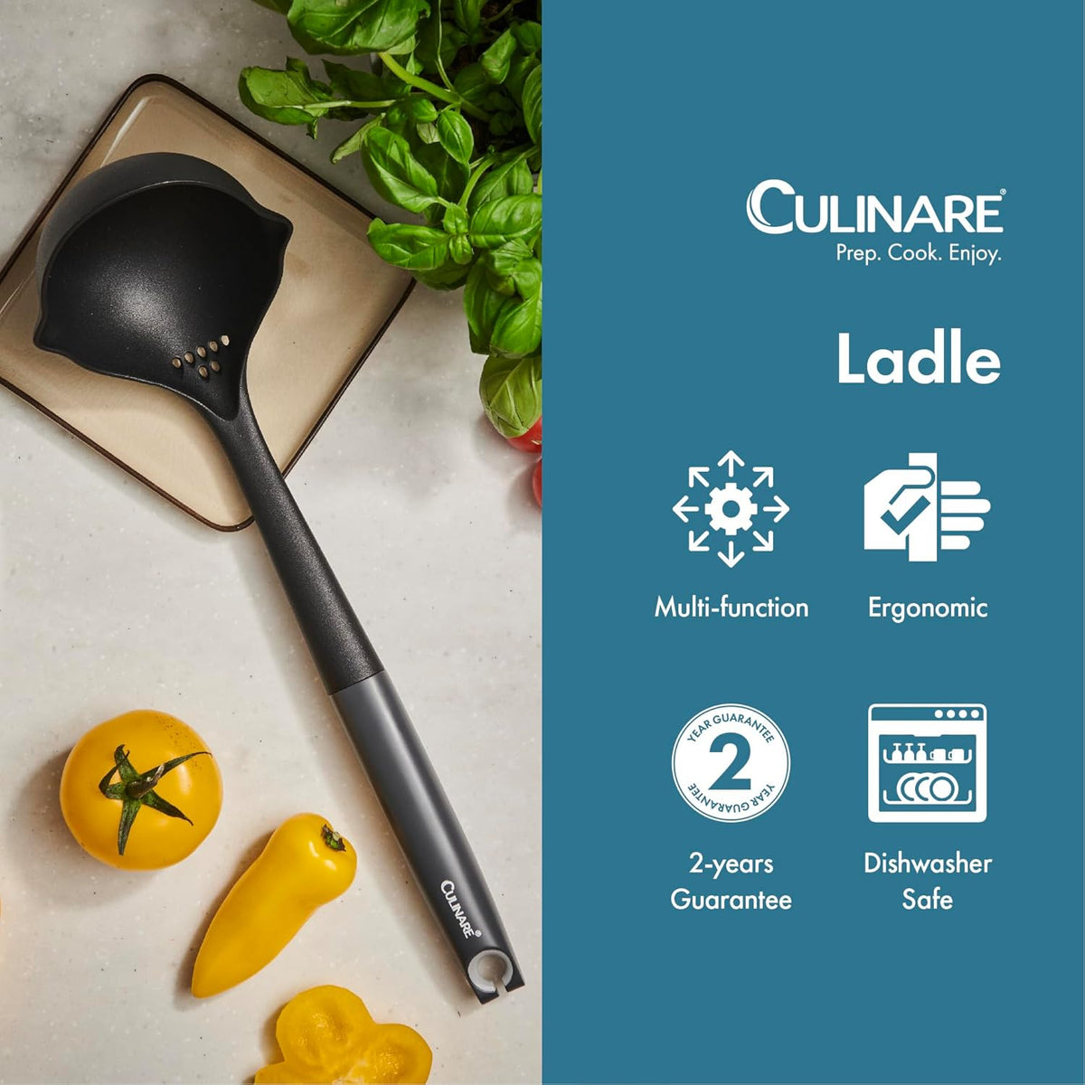 Culinare Ladle Grey and Black C240902 | Essential for Non-Stick Cookware