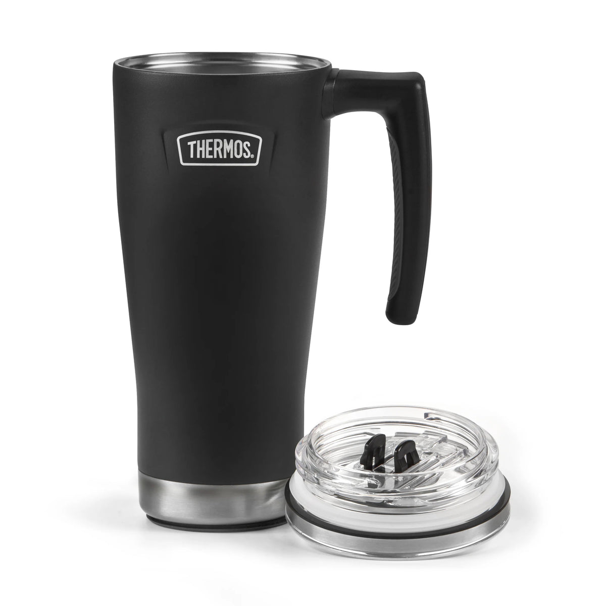Thermos Icon Series Glide Travel Mug Granite Black 9.7cm x 13.2cm x 21.8cm 530ml 400g 285976 | Vacuum Insulated Stainless Steel Mug | Keeps Drinks Cold for 22Hrs and Hot for 6Hrs | Durable Leak-Proof Travel Water Bottle | Dishwasher Safe | Cup Holder Compatible | Non-Slip Base | Slide Lock Lid
