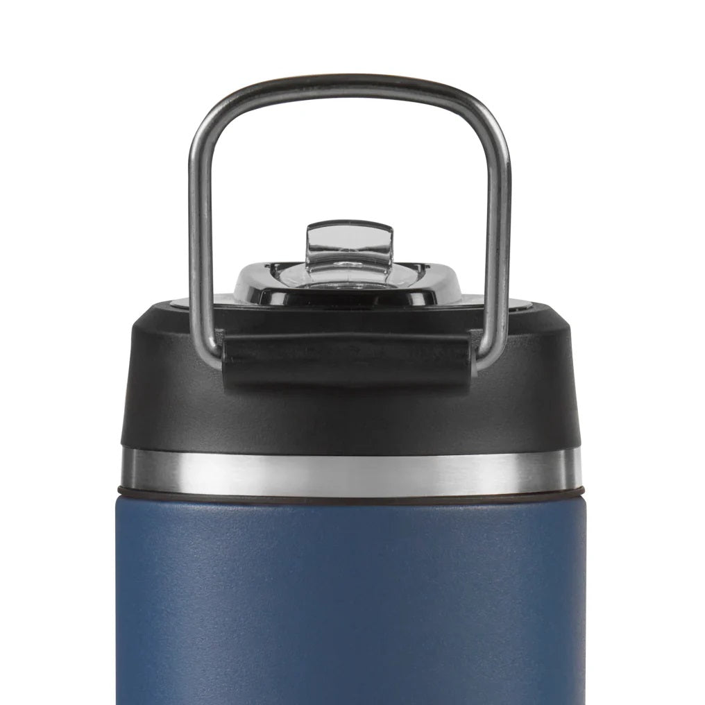 Thermos Icon Series Flip Lid Bottle Solent Navy 8cm x 8cm x 24cm 710ml 420g 251693 | Vacuum Insulated Stainless Steel Flask | Keeps Drinks Cold for 24Hrs | Durable Leak-Proof Travel Water Bottle | Dishwasher Safe | Flip-up Straw | Non-slip Base | Easy