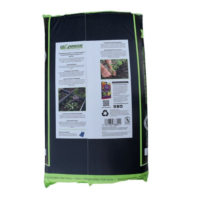 Growmoor A Rich Graded Top Soil Brown 25Ltr TSOIL25LTR | Weed Free Garden Soil | Ideal for Pots-Planters-Lawn Dressing and General Planting | Lime and Chalk Free | With Excellent Aeration and Hydration Qualities